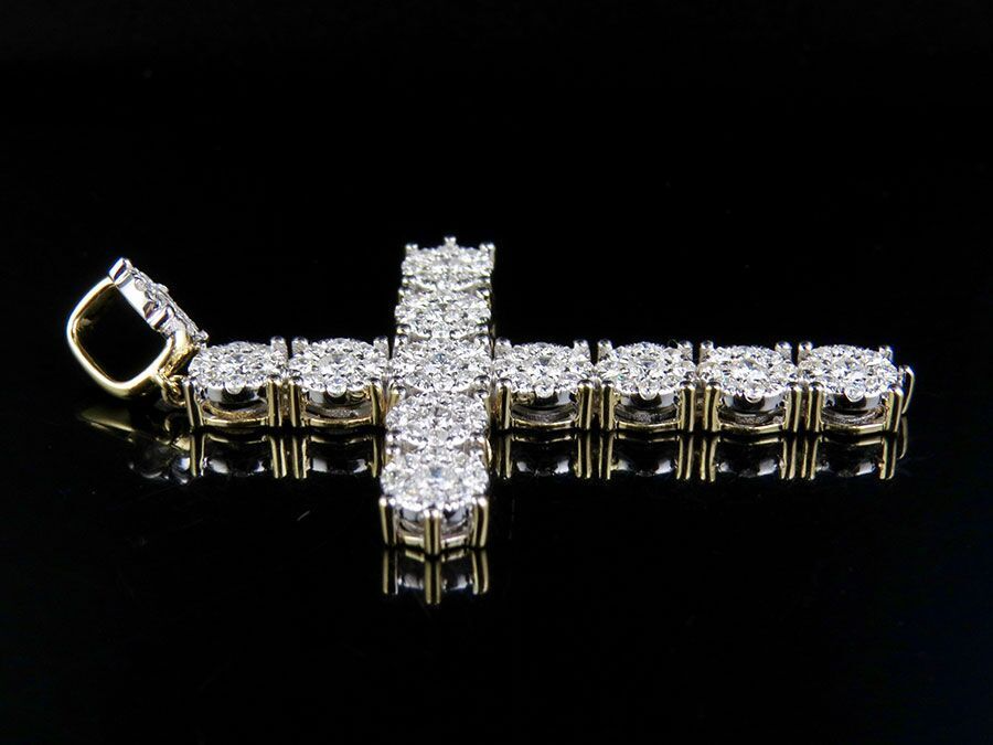 2.25 Inch 14K Lab Grown Diamond Cluster Cross Pendant