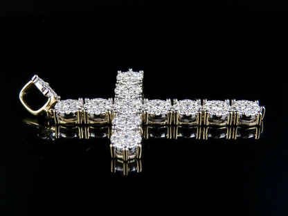 2.25 Inch 14K Lab Grown Diamond Cluster Cross Pendant