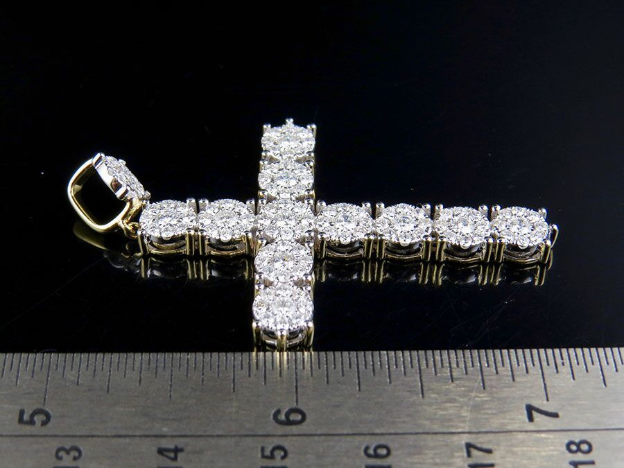 2.25 Inch 14K Lab Grown Diamond Cluster Cross Pendant