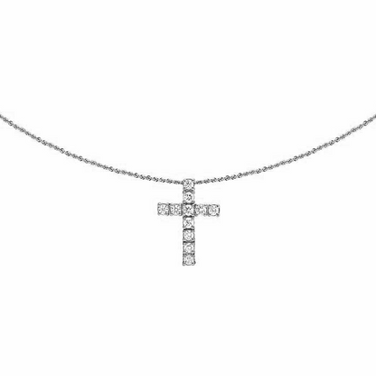 Lab Grown Diamond 14K One Row Solitaire Cross Pendant