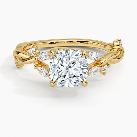 11/2Ct Cushion Lab Grown Diamond Twist Diamond Ring