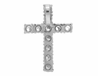 Lab Grown Diamond 14K One Row Solitaire Cross Pendant