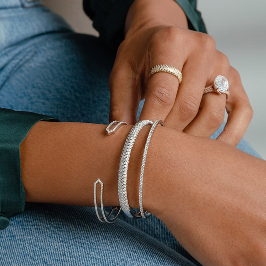 2/3CTW 7 inch Lab Grown Diamond Cuff Bracelet