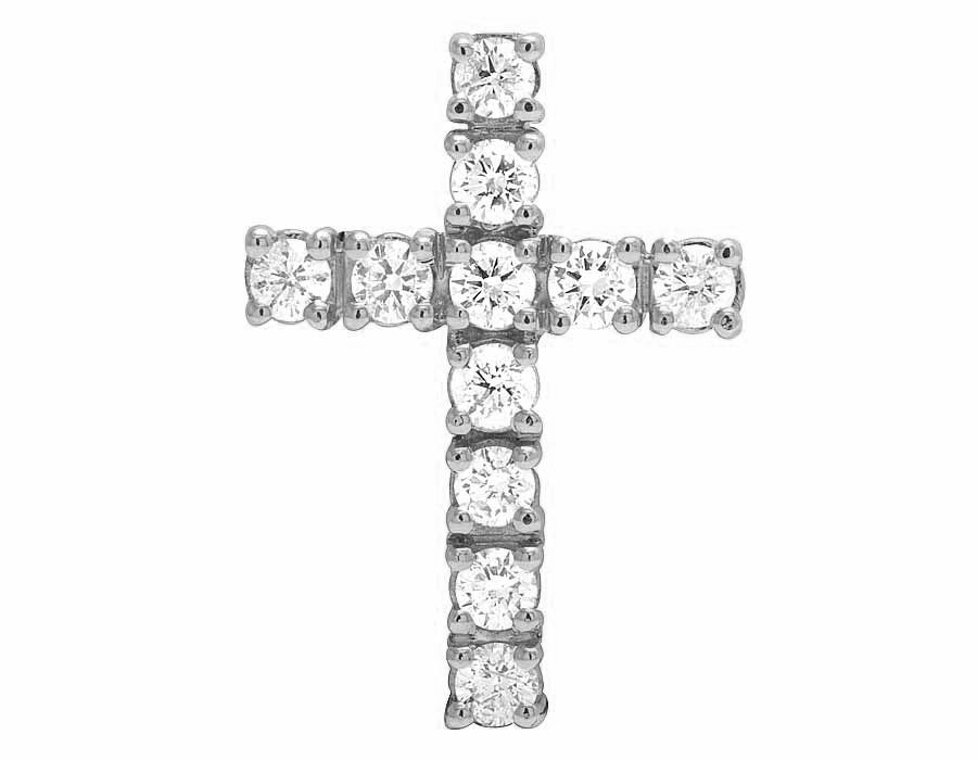 Lab Grown Diamond 14K One Row Solitaire Cross Pendant