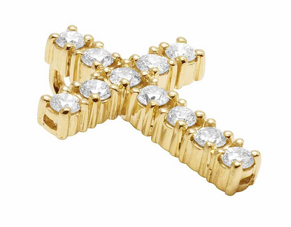 Lab Grown Diamond 14K One Row Solitaire Cross Pendant