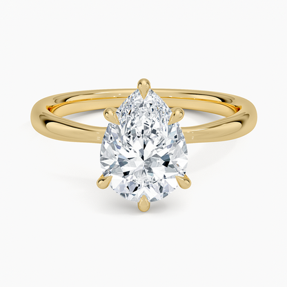 2Ct Pear lab Grown Diamond 2.7mm Six Prong Solitaire Ring