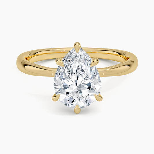 2Ct Pear lab Grown Diamond 2.7mm Six Prong Solitaire Ring