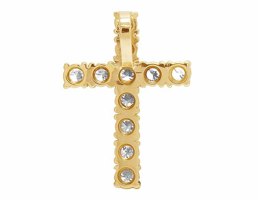 Lab Grown Diamond 14K One Row Solitaire Cross Pendant