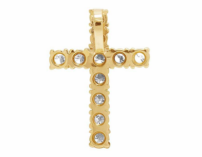 Lab Grown Diamond 14K One Row Solitaire Cross Pendant