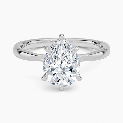 2Ct Pear lab Grown Diamond 2.7mm Six Prong Solitaire Ring