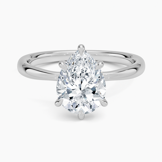 2Ct Pear lab Grown Diamond 2.7mm Six Prong Solitaire Ring