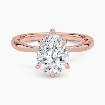 2Ct Pear lab Grown Diamond 2.7mm Six Prong Solitaire Ring