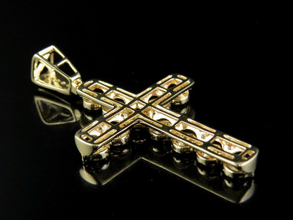 1.9 Inch Lab Grown Diamond 3D Cluster Cross Pendant Charm