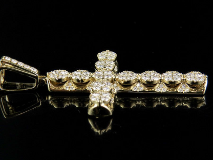 1.9 Inch Lab Grown Diamond 3D Cluster Cross Pendant Charm