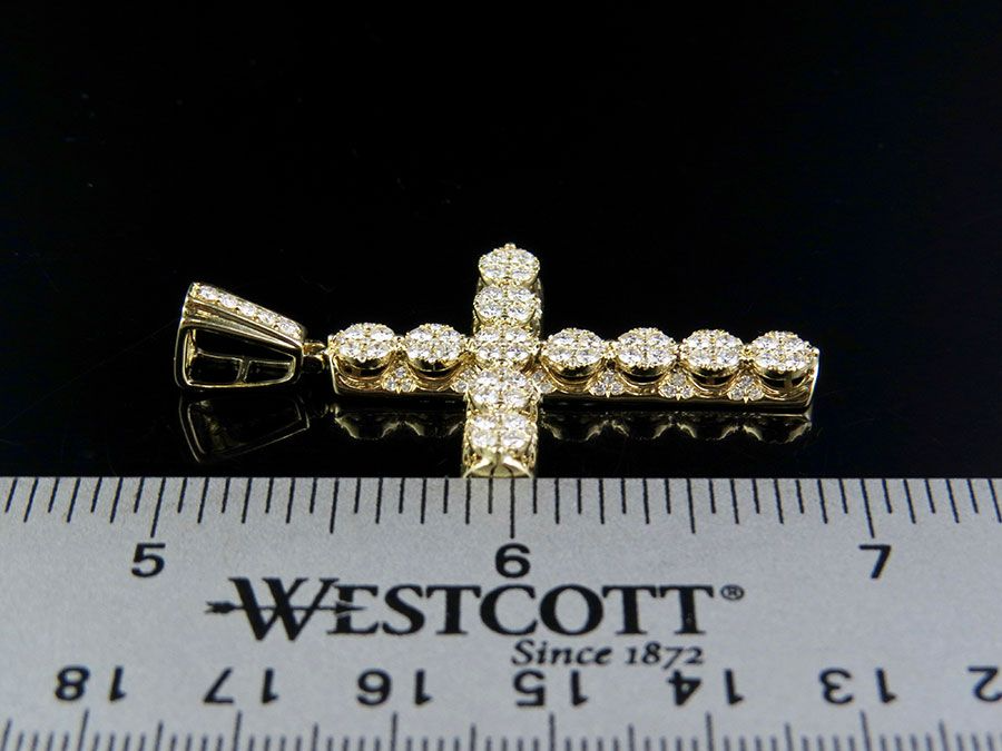 1.9 Inch Lab Grown Diamond 3D Cluster Cross Pendant Charm