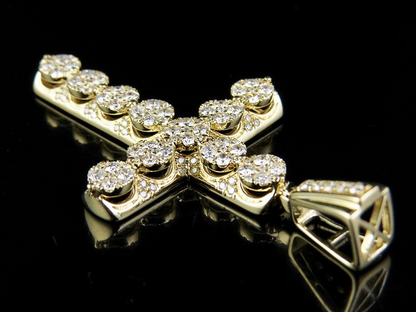 1.9 Inch Lab Grown Diamond 3D Cluster Cross Pendant Charm