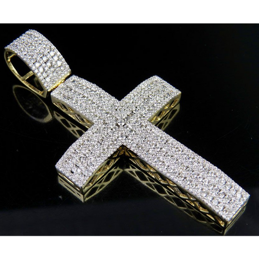 10k Lab Grown Diamond 3 Inches Iced Cross Pendant