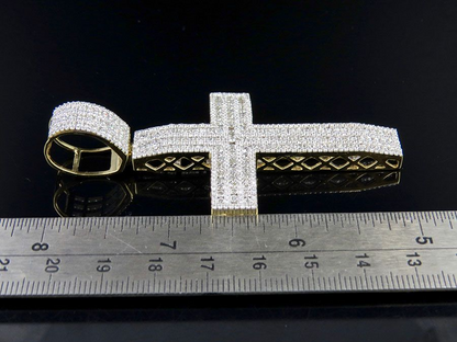 10k Lab Grown Diamond 3 Inches Iced Cross Pendant