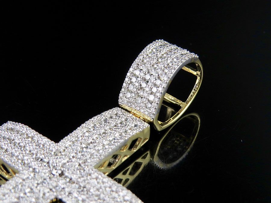 10k Lab Grown Diamond 3 Inches Iced Cross Pendant