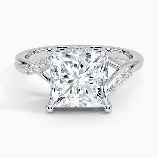 3Ct Princess Lab Grown Diamond Hidden Halo Diamond Ring