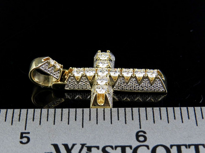 1.25 Inch Lab Grown Diamond 3D Solitaire One Row Cross Pendant