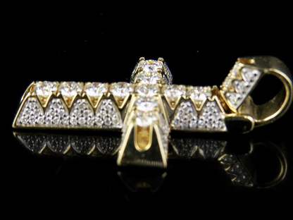 1.25 Inch Lab Grown Diamond 3D Solitaire One Row Cross Pendant