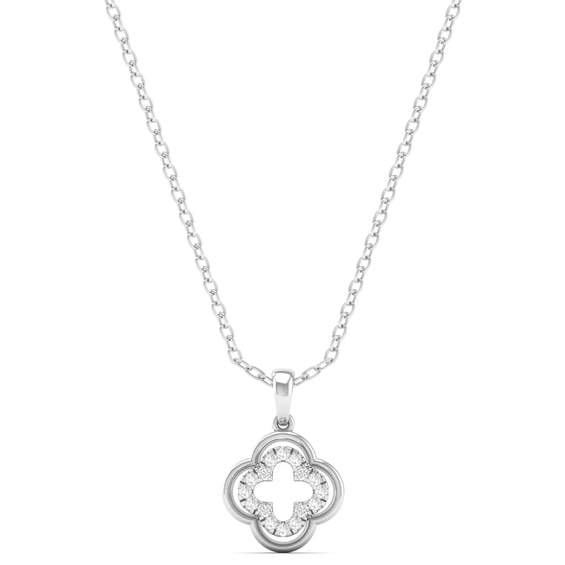 0.12CTW Lab Grown Diamond Rounded Clover Pendant
