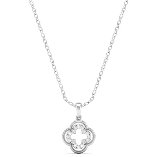 0.12CTW Lab Grown Diamond Rounded Clover Pendant