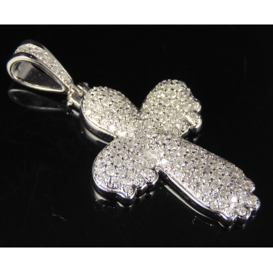 1.55 CTW 10K Lab Grown Diamond Drip Cross Pendant