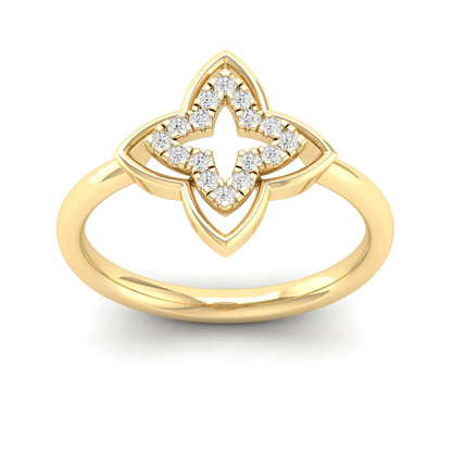 0.12Ctw Floral Design Lab Grown Diamond fashion Ring