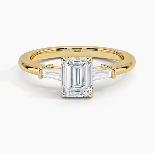 1 CT Tapered Baguette Gold Three Stone Diamond Ring