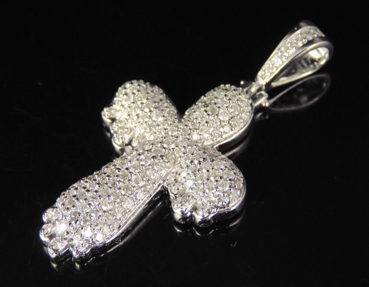 1.55 CTW 10K Lab Grown Diamond Drip Cross Pendant