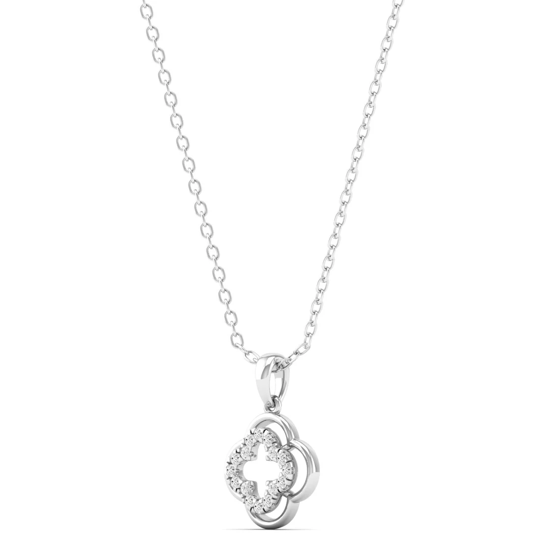 0.12CTW Lab Grown Diamond Rounded Clover Pendant