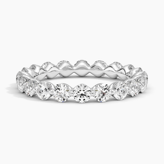 Round Cut Lab Grown Diamond 14k Gold Full Eternity Stacking Wedding Band