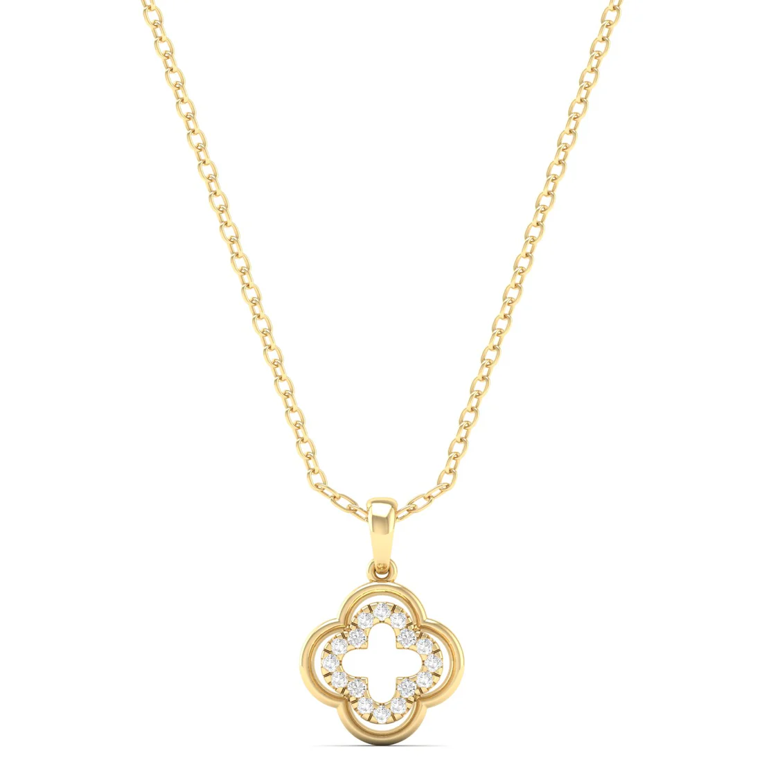 0.12CTW Lab Grown Diamond Rounded Clover Pendant
