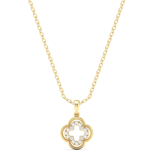 0.12CTW Lab Grown Diamond Rounded Clover Pendant