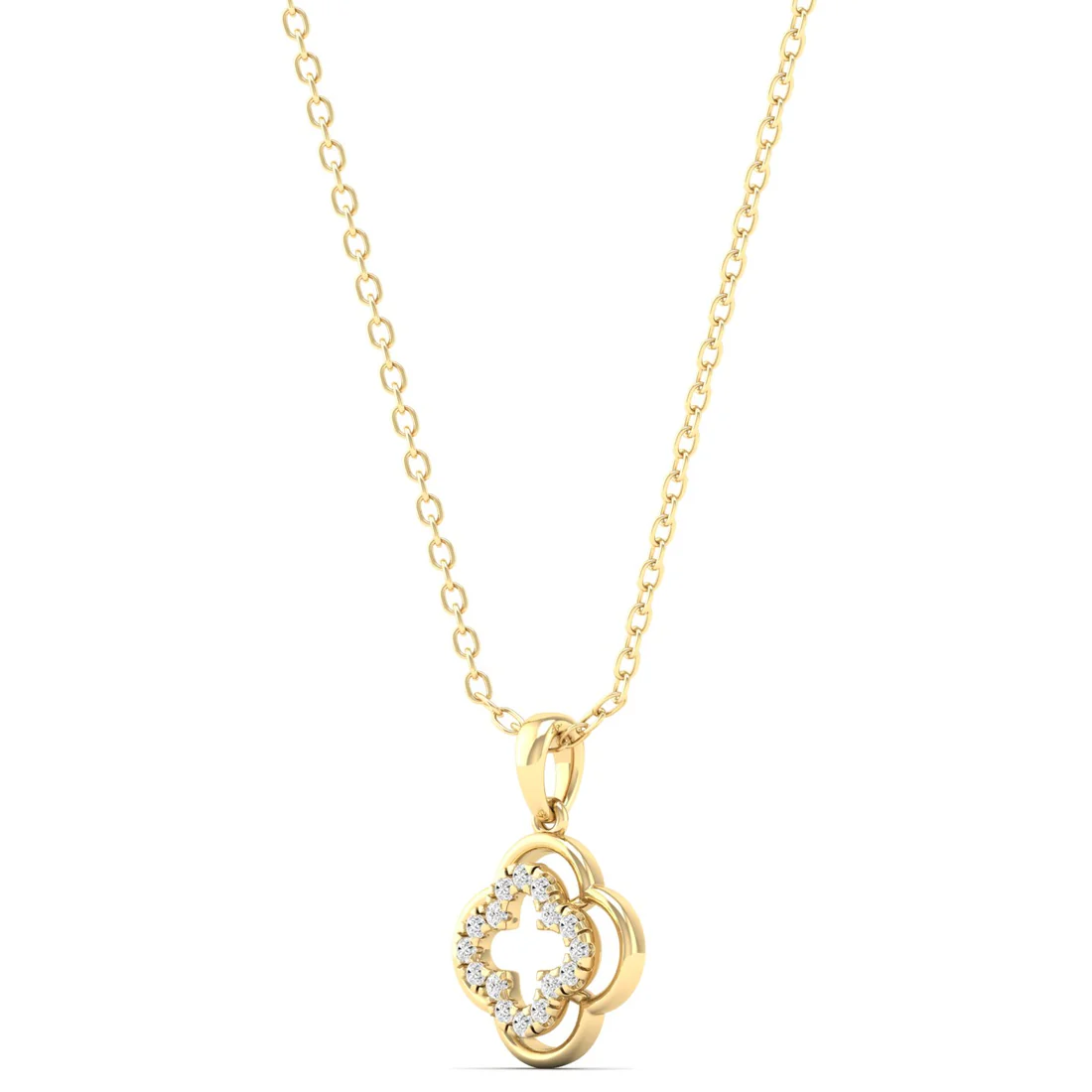 0.12CTW Lab Grown Diamond Rounded Clover Pendant