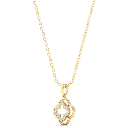 0.12CTW Lab Grown Diamond Rounded Clover Pendant