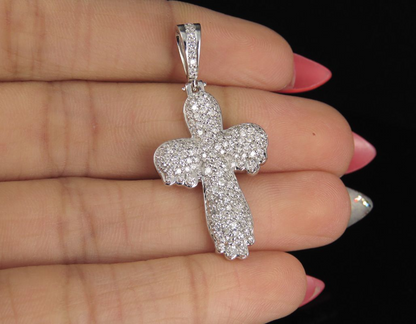 1.55 CTW 10K Lab Grown Diamond Drip Cross Pendant