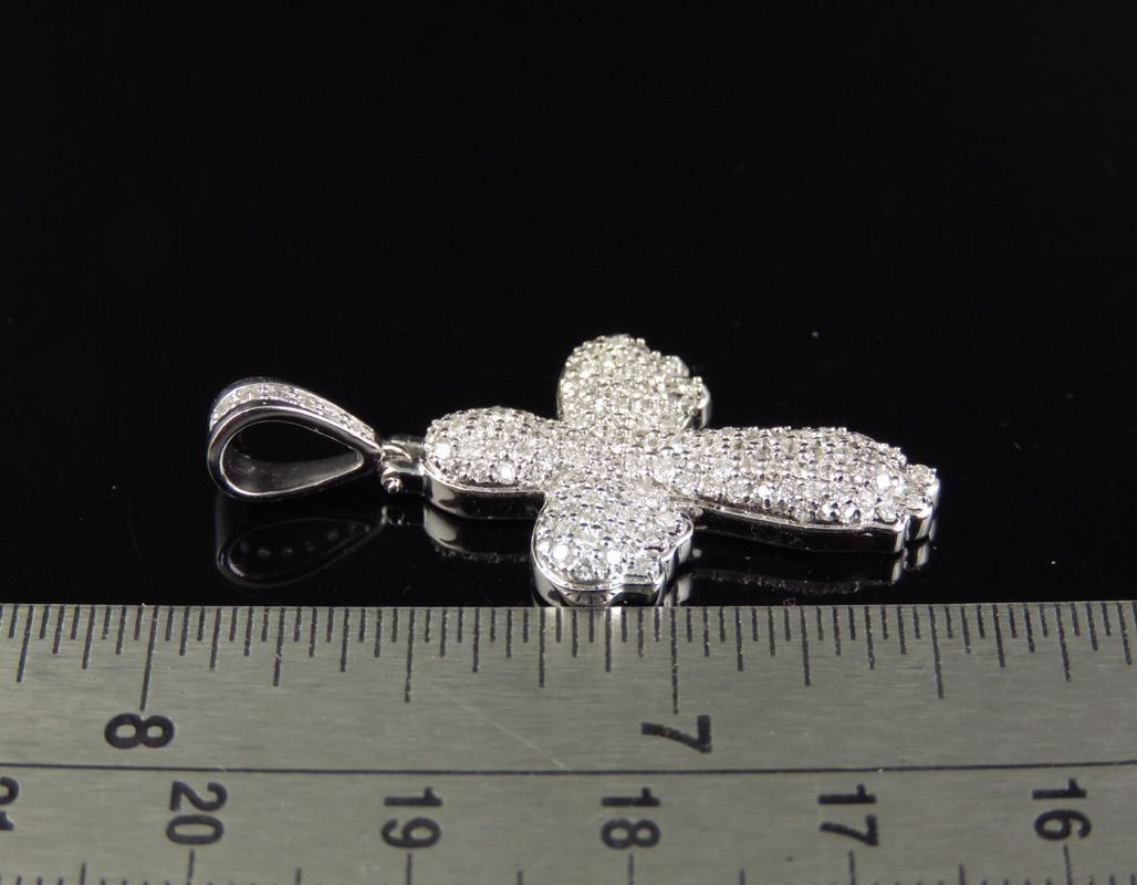1.55 CTW 10K Lab Grown Diamond Drip Cross Pendant