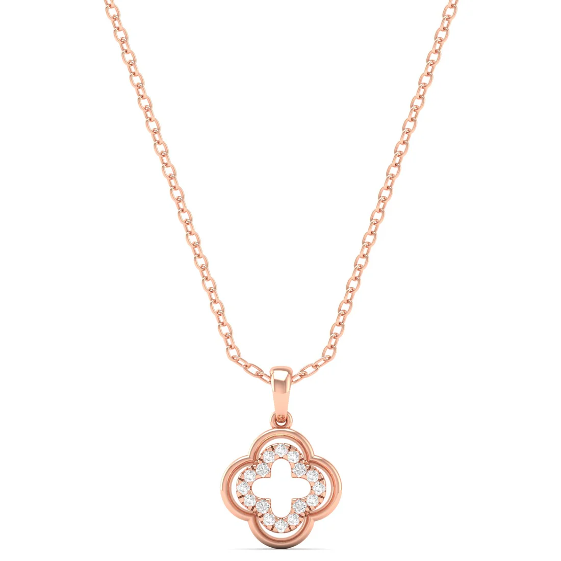 0.12CTW Lab Grown Diamond Rounded Clover Pendant