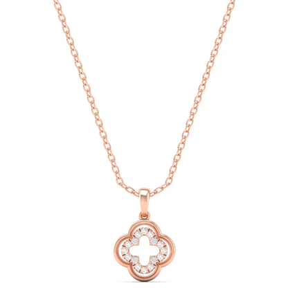 0.12CTW Lab Grown Diamond Rounded Clover Pendant