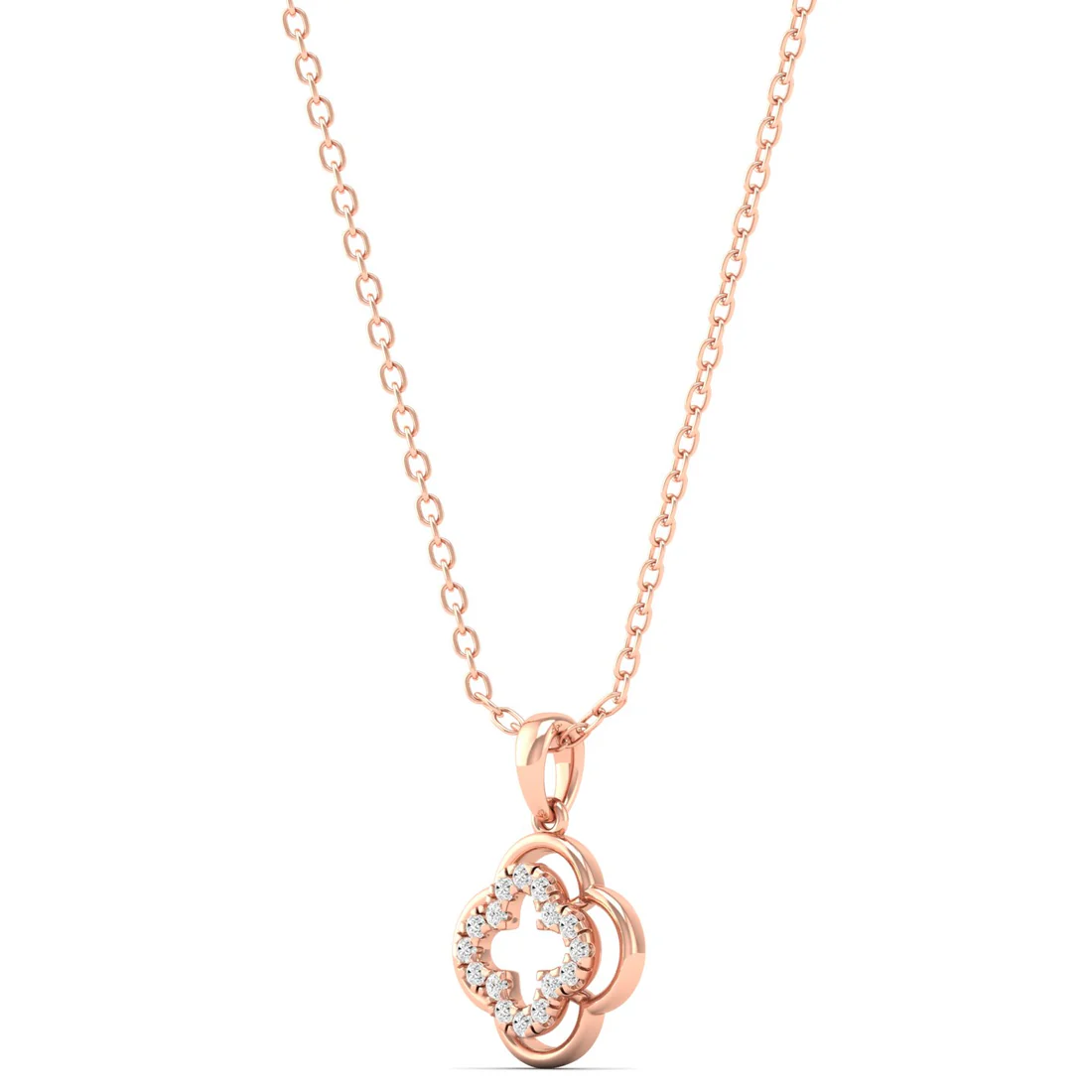 0.12CTW Lab Grown Diamond Rounded Clover Pendant