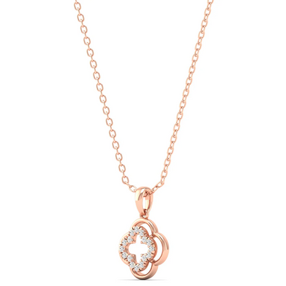 0.12CTW Lab Grown Diamond Rounded Clover Pendant