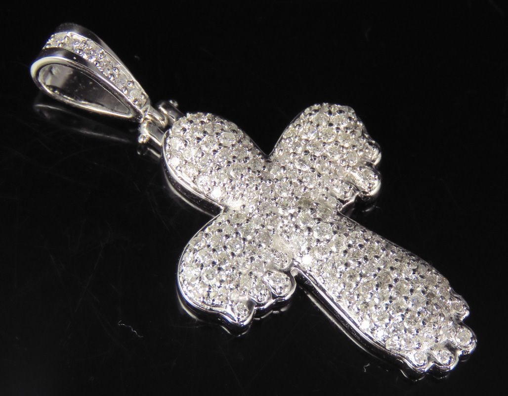 1.55 CTW 10K Lab Grown Diamond Drip Cross Pendant