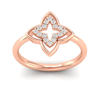 0.12Ctw Floral Design Lab Grown Diamond fashion Ring