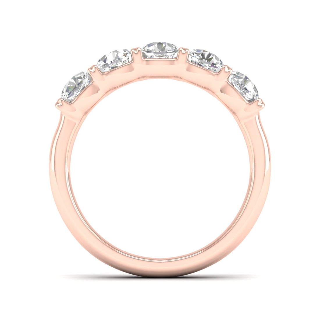 2 CTW Five Five Stone Cushion Lab Grown Diamond Anniversary Band