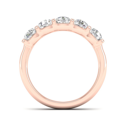 2 CTW Five Five Stone Cushion Lab Grown Diamond Anniversary Band