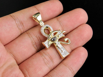 0.41 CTW Lab Grown Diamond Eye of Horus Ankh Cross Pendant