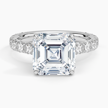4Ct Asscher Lab Grown Diamond Three-Quarter Coverage Diamond Ring